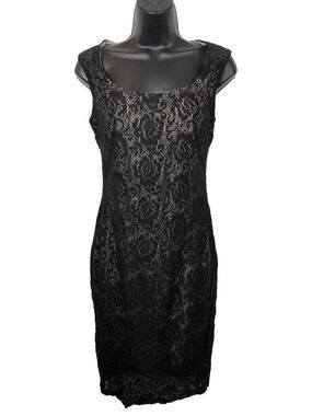 Black Lace Dress Scoop Out Back Metaphor Women’s Sleeveless Lined Size Small